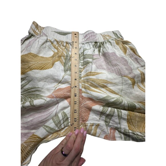 Tahari Pants Women LARGE 100% LINEN WIDE LEG PALM Print POCKETS HIGH WAIST P20-5 - Picture 4 of 9